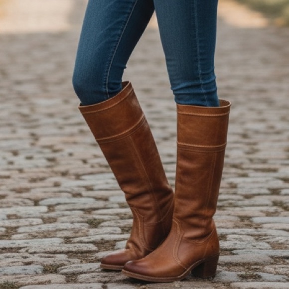 Frye Shoes - Frye Jane Stitch Leather Heeled Knee High Boots